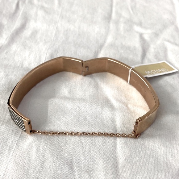 Michael Kors NEW Rose Gold Pave' Set Crystals Rectangle - Picture 8 of 13